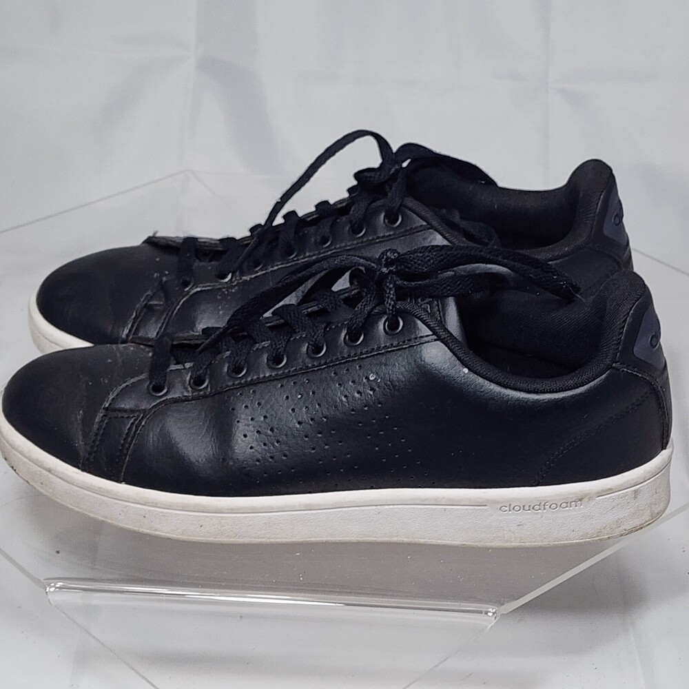 Adidas Cloudfoam Advantage Men 10.5 Clean Core Black Leather Sneakers